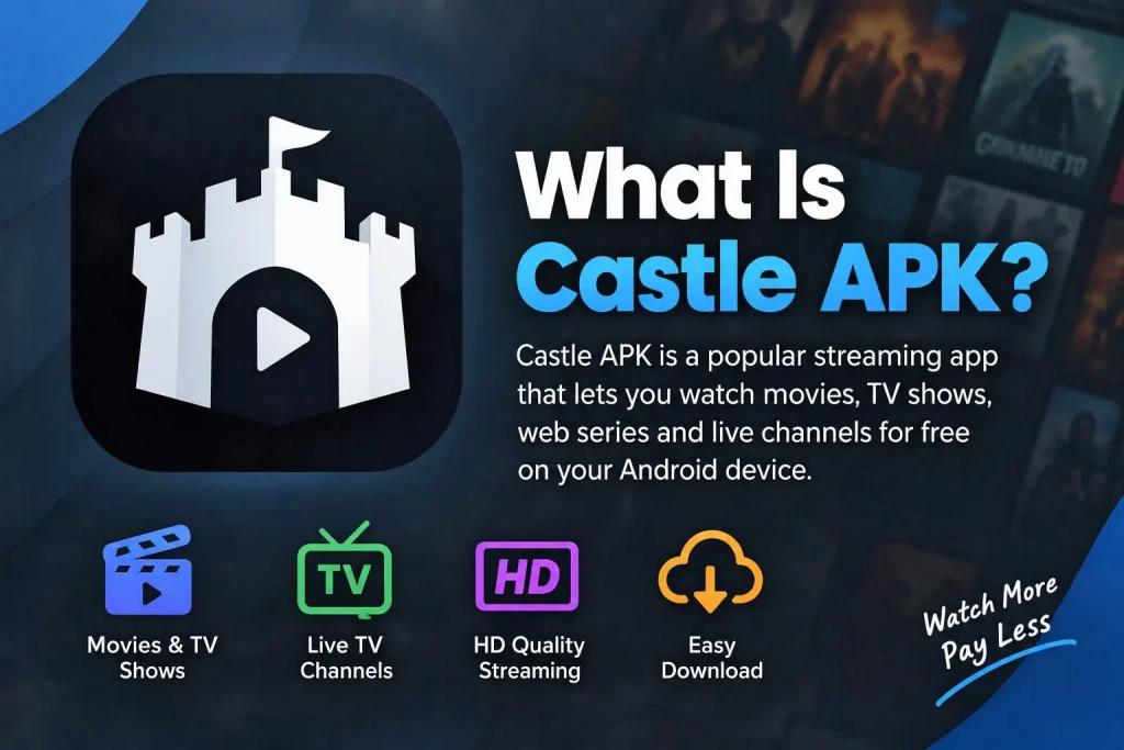 What Is Castle APK – Android streaming app for movies, TV shows, web series, and live TV channels.